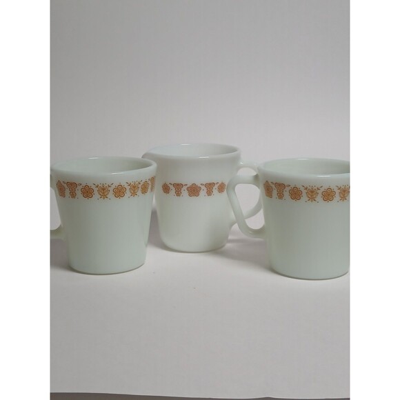 Vintage Pyrex Butterfly Gold Coffee Mug & Creamer Set 2 Mugs 1 Creamer MCM EUC - Picture 11 of 12